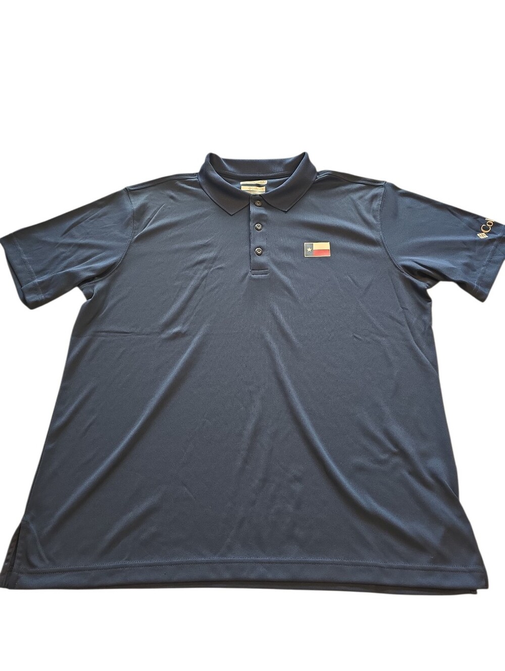 Columbia Omni-Shade PFG Texas Flag Navy Blue Polo Shirt Size L